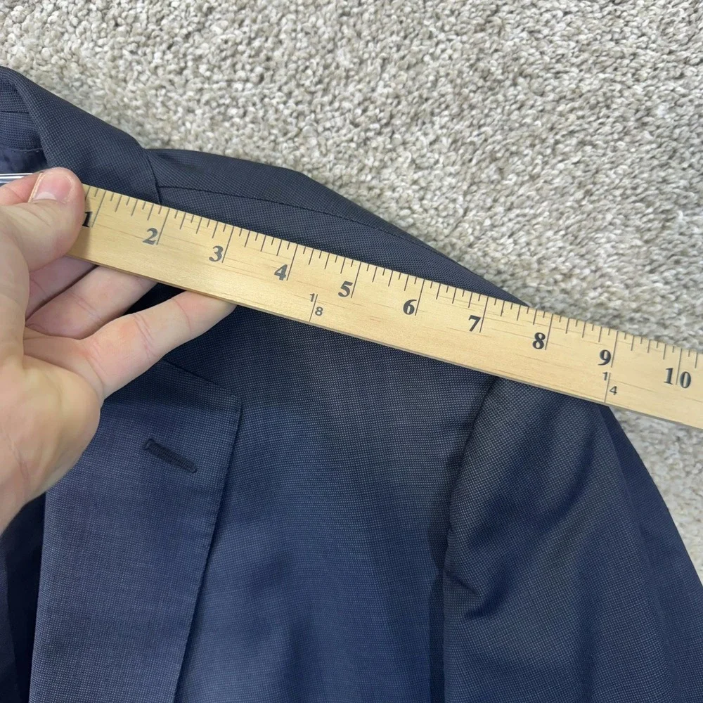 Ermenegildo Zegna Richards Blazer Mens 44 Navy Blue Micro-weave
